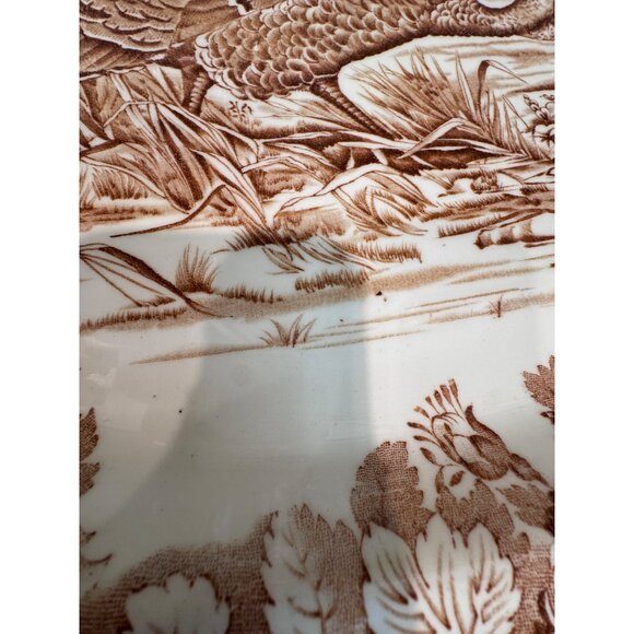 Vintage Woods Burslem England Oval Turkey Platter Brown Transferware 21"x17" - Picture 7 of 9